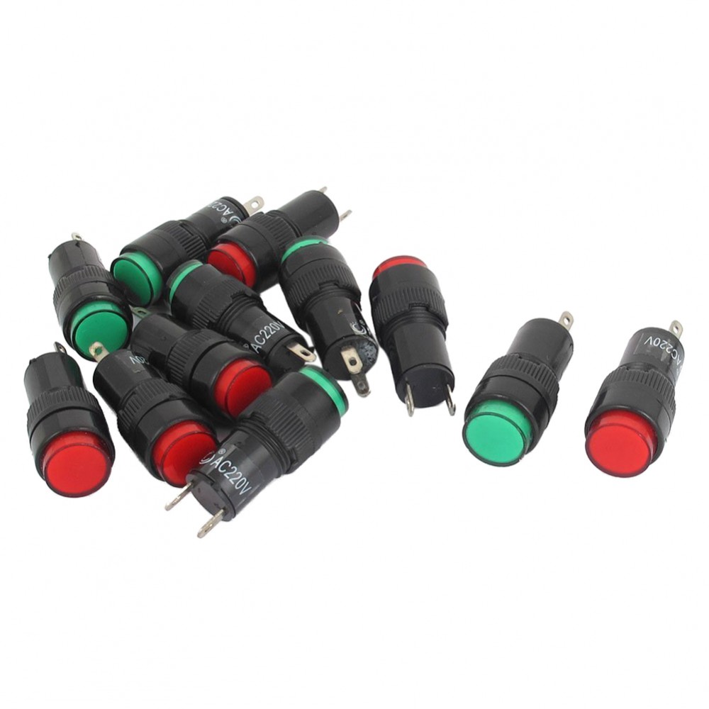 12pcs AC 220 V 2 P signaling lamps red green pilot lights bulb indicator 12pcs AC 220 V 2 P signaling lamps red green pilot lights bulb indicator