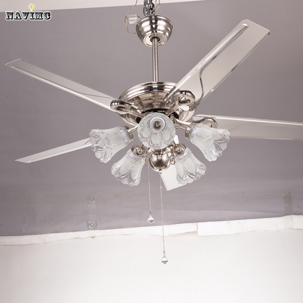 White Crystal Ceiling Fan With Lights Kits For Kids Room