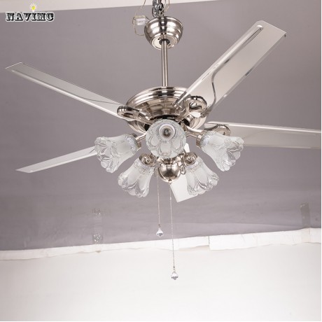 White Crystal Ceiling Fan With Lights Kits For Kids Room Coffee