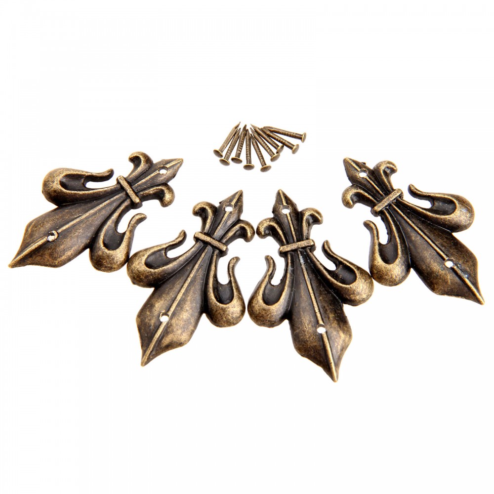 4Pcs Antique Brass Furniture Decorative Corner Brackets Jewelry Box Wood Case Feet Leg Vintage Metal Corner Protector with Screw 4Pcs Antique Brass Furniture Decorative Corner Brackets Jewelry Box Wood Case Feet Leg Vintage Metal Corner Protector with Screw