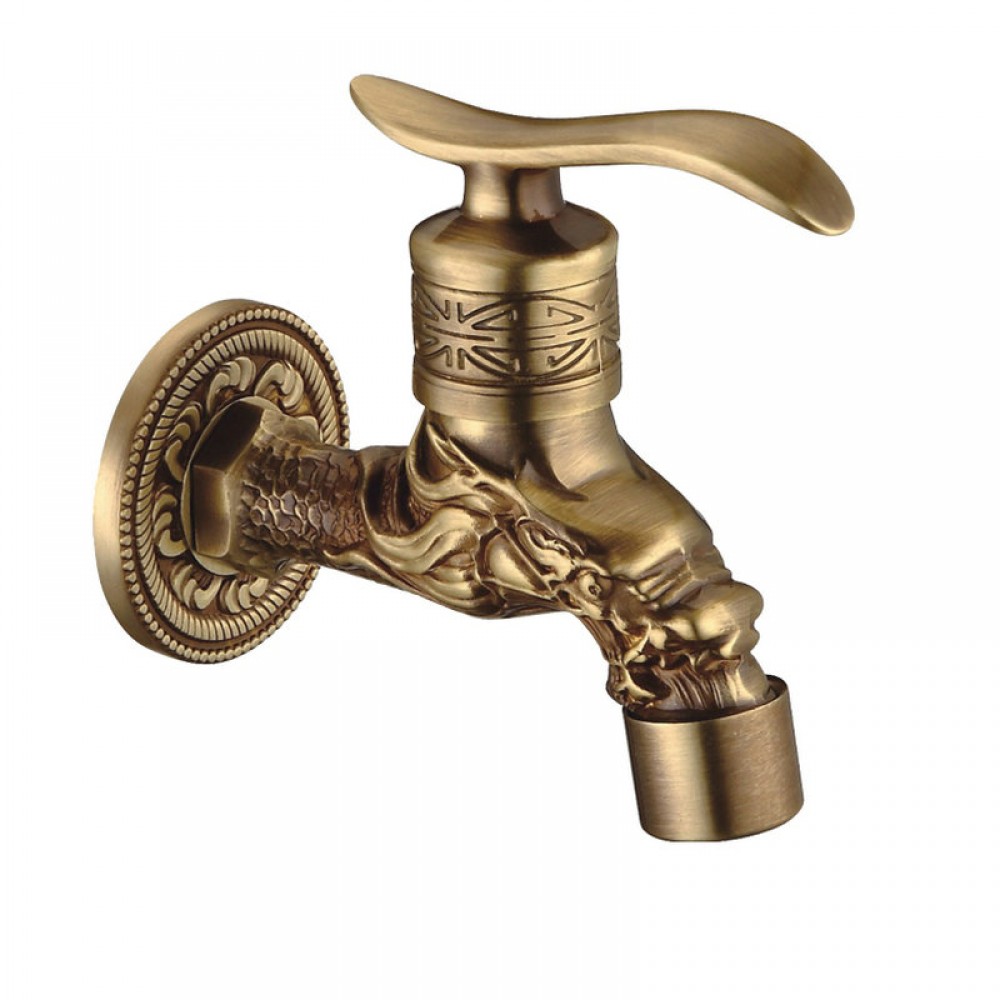 Antique Brass Dragon Carved Tap Faucet Garden Bibcock Washing Machine Faucet Outdoor Faucet Single Cold Tap 1015CA Antique Brass Dragon Carved Tap Faucet Garden Bibcock Washing Machine Faucet Outdoor Faucet Single Cold Tap 1015CA