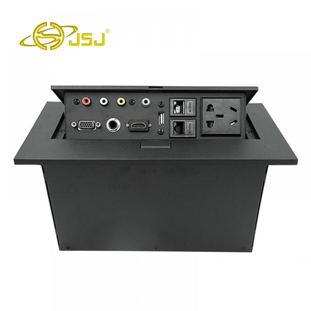 JSJ Pop-up multimedia desktop socket multi-function conference panel HDMI + VGA + USB + AV audio and video information JSJ Pop-up multimedia desktop socket multi-function conference panel HDMI + VGA + USB + AV audio and video information