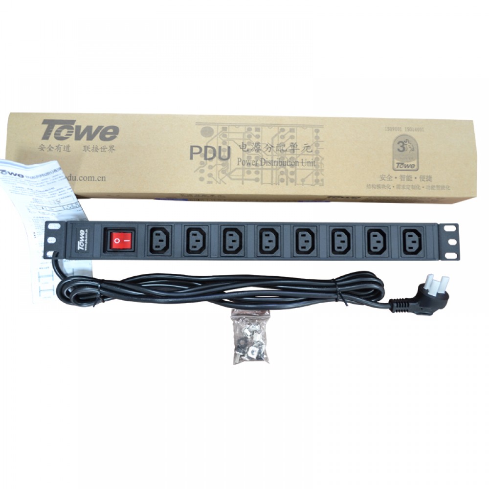 TOWE EN10/I809K 10A 8 WAYS IEC320 C13 WITH SPD PDUs 19" Cabinet socket Power distribution Units TOWE EN10/I809K 10A 8 WAYS IEC320 C13 WITH SPD PDUs 19" Cabinet socket Power distribution Units