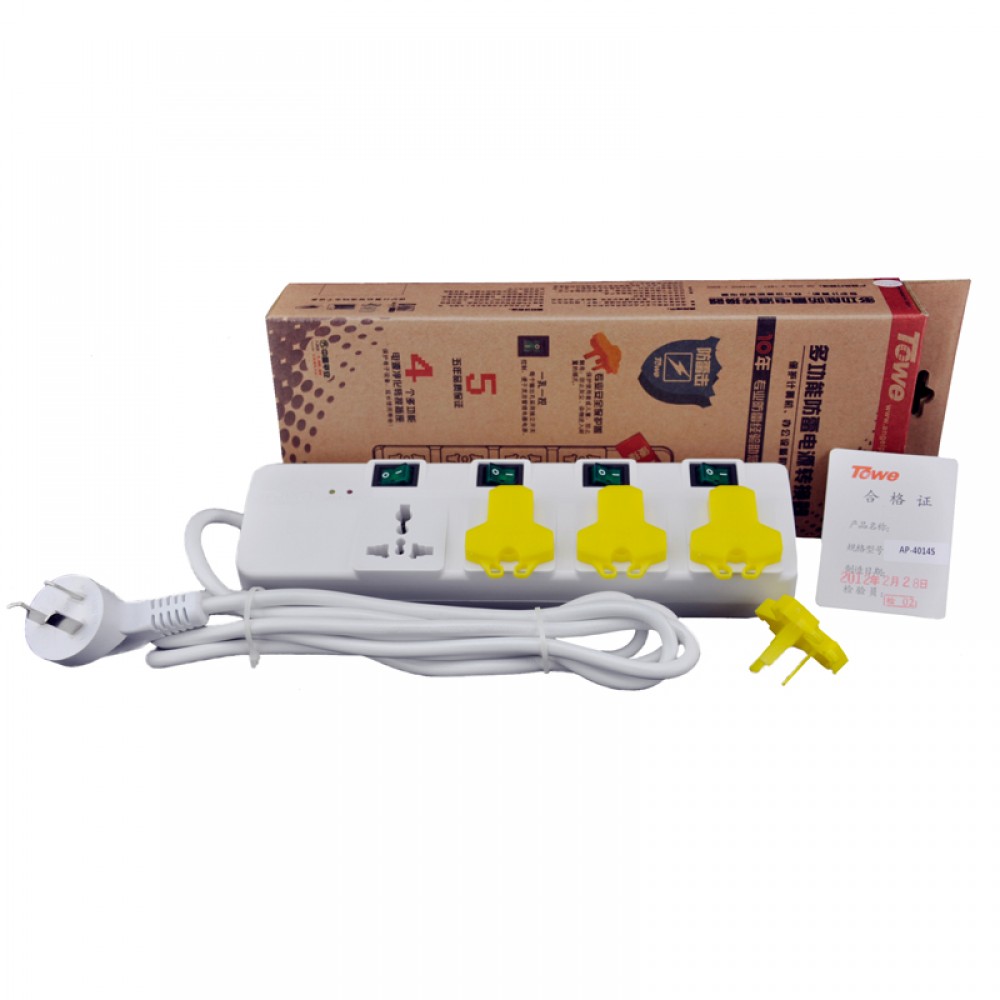 TOWE AP-4014S 4 universal slot GB2099.3 single control socket wiring board anti-interference surge filter thunder protector TOWE AP-4014S 4 universal slot GB2099.3 single control socket wiring board anti-interference surge filter thunder protector
