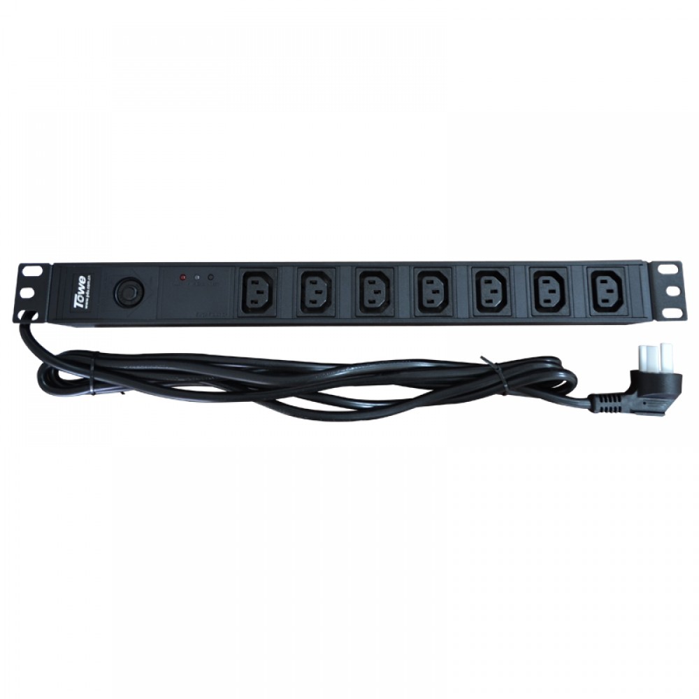 TOWE EN10/I709PS 10A 7 WAYS IEC320 C14 PDU WITH SPD and over load protect PDUs Cabinet socket Power distribution Units TOWE EN10/I709PS 10A 7 WAYS IEC320 C14 PDU WITH SPD and over load protect PDUs Cabinet socket Power distribution Units