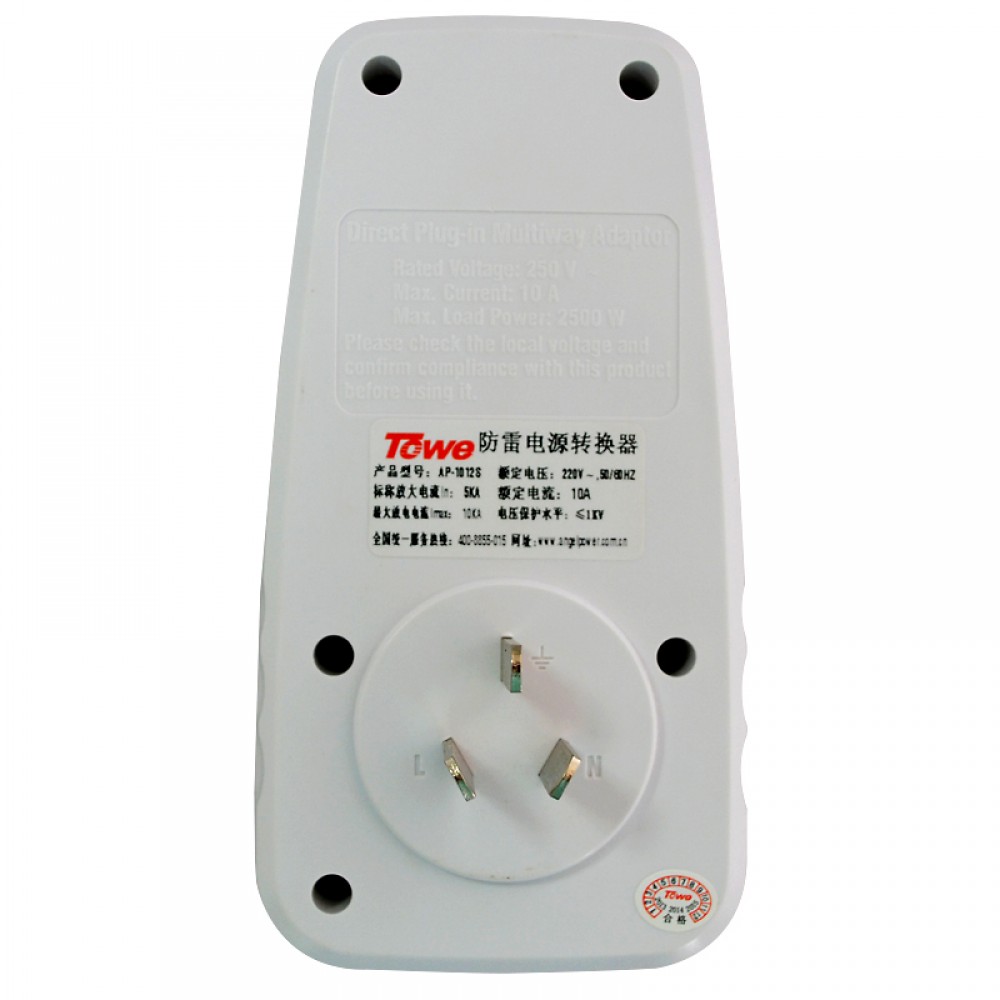 TOWE AP-1012S professional surge protection socket one to two converter 10kA surge protection TOWE AP-1012S professional surge protection socket one to two converter 10kA surge protection