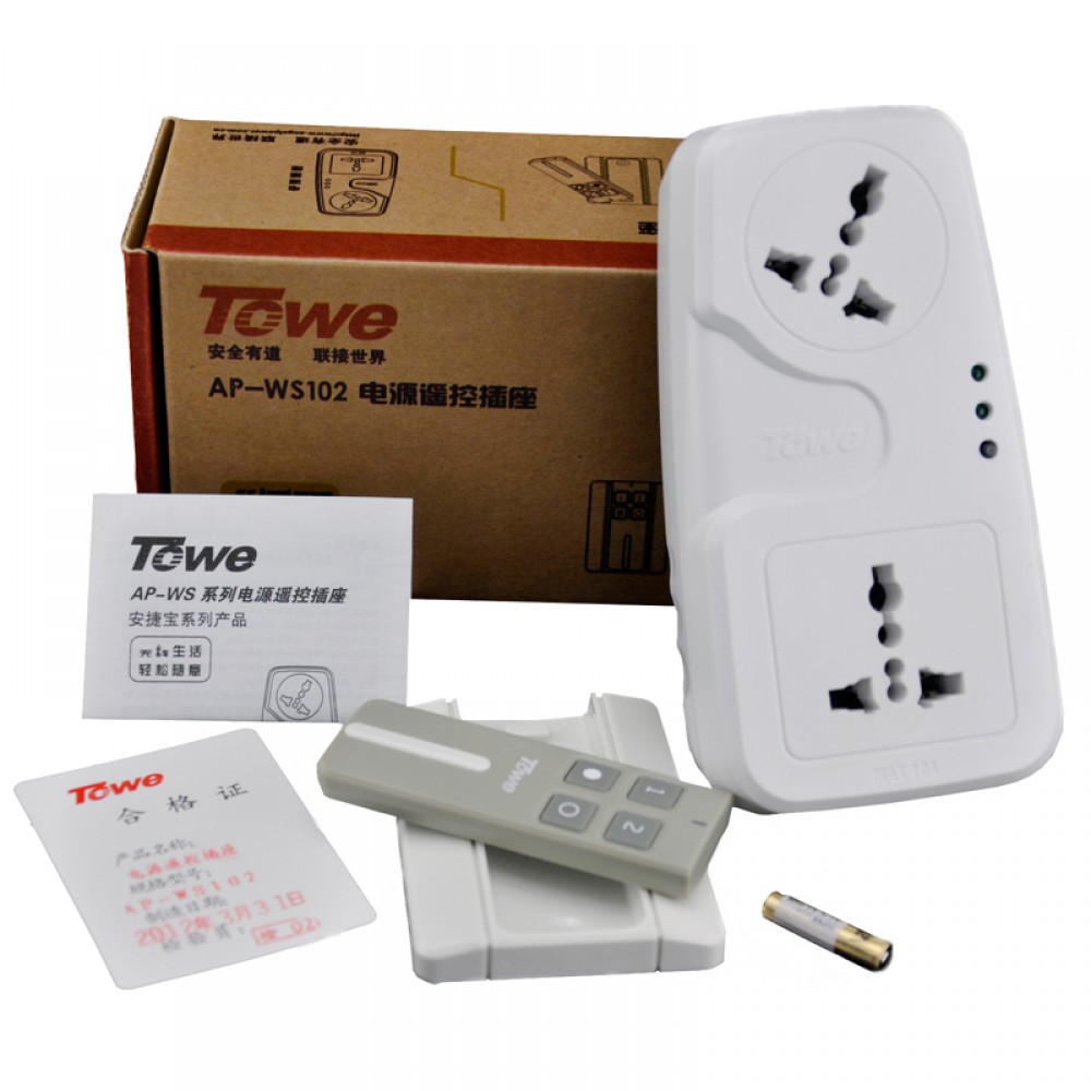 TOWE AP-WS102 wireless remote control power 220V smart home two ways socket 10A TOWE AP-WS102 wireless remote control power 220V smart home two ways socket 10A