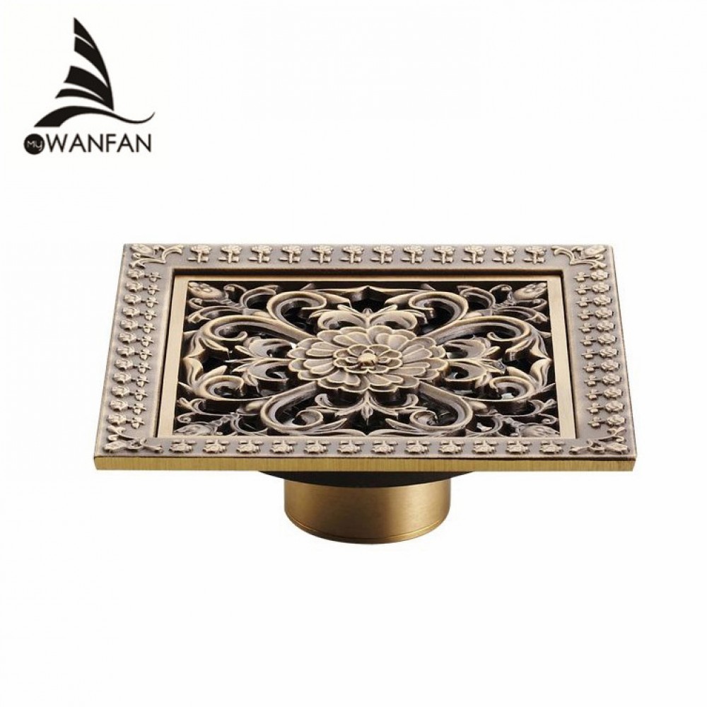Shower Drains 12*12cm Square Bath Drains Strainer Hair Antique Brass Art Carved Bathroom Floor Drain Waste Grate Drain HJ-8701T Shower Drains 12*12cm Square Bath Drains Strainer Hair Antique Brass Art Carved Bathroom Floor Drain Waste Grate Drain HJ-8701T