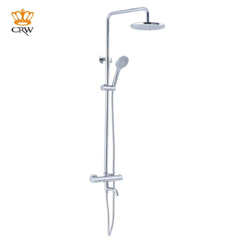 CRW Thermostatic Shower Mixer Set Chrome Rain/ Handheld Shower Head with Spout 3-Function Wall Mounted for Bathroom G10CU1 CRW Thermostatic Shower Mixer Set Chrome Rain/ Handheld Shower Head with Spout 3-Function Wall Mounted for Bathroom G10CU1