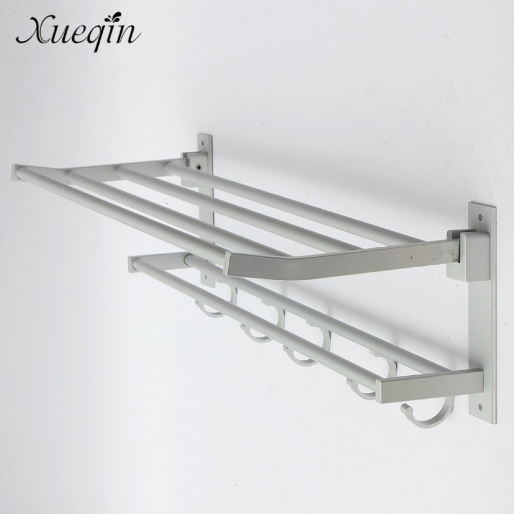 Xueqin Alumimum Foldable Bathroom Towel Rack Holder Storage Hanger Kitchen Hotel Towel Clothes Shelf With 5 Hooks Xueqin Alumimum Foldable Bathroom Towel Rack Holder Storage Hanger Kitchen Hotel Towel Clothes Shelf With 5 Hooks