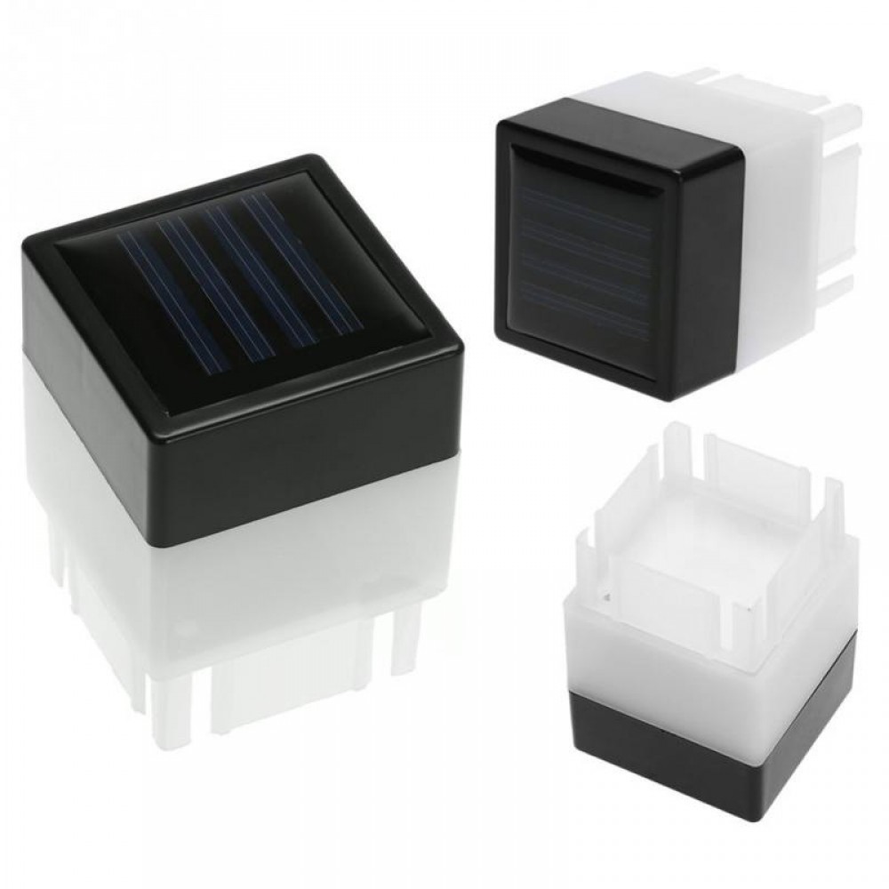 Outdoor Solar Powered Fence Post Pool LED Square Light Garden Pathway Lamp White Outdoor Solar Powered Fence Post Pool LED Square Light Garden Pathway Lamp White